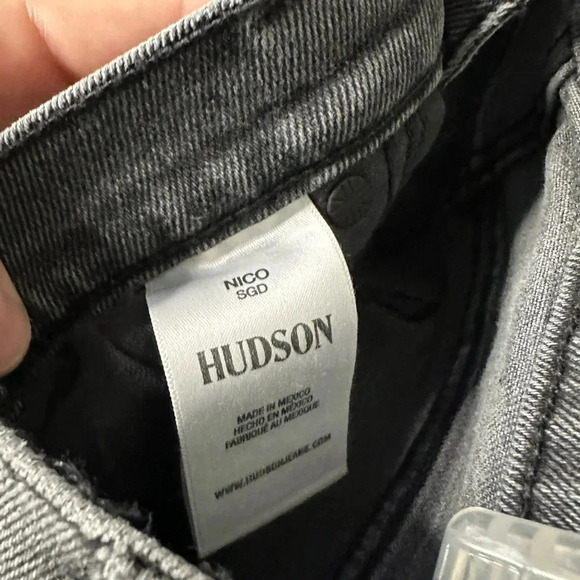 Hudson size 28 distressed black jeans with rips at knees - Picture 3 of 3